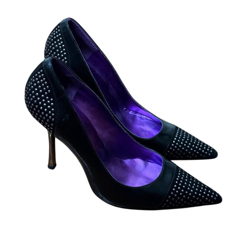Guess by Marciano Leather Heels Pumps Shoes Black Studs Size 7.5